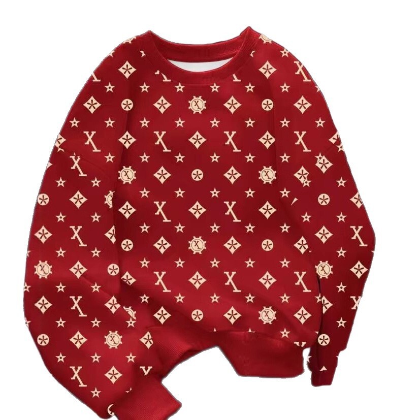 Luxury Brand Designer Clothes American Retro 3D Printed Colorful Crew Neck Sweatshirt For Women Letter Pattern Loose Pullover Top