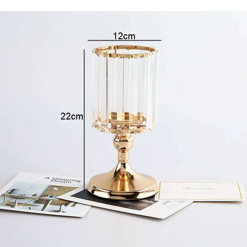 Glass Candle Holder Metal Stand Storage Ornament Candlestick Household Desktop Simple Crafts Candelabra Decoration H260310
