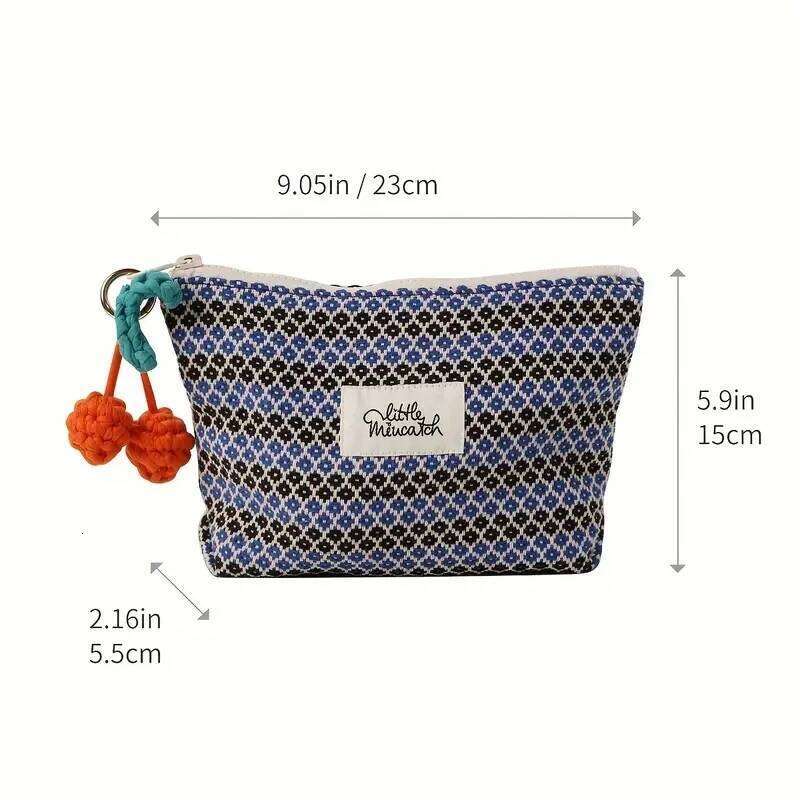 Yizhilan Cosmetic Bag, Retro handmade woolen woven Geometric Portable large-capacity clutch, 1 piece without pendants XJ260310