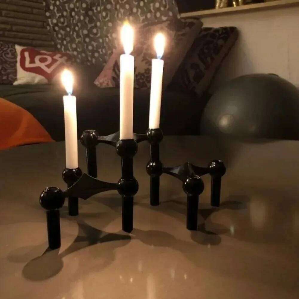 Light Luxury Metal Molecular Structure Candle Holder Nordic Silver Home Decore Candelabra Triangle Candlestick Gift H260310