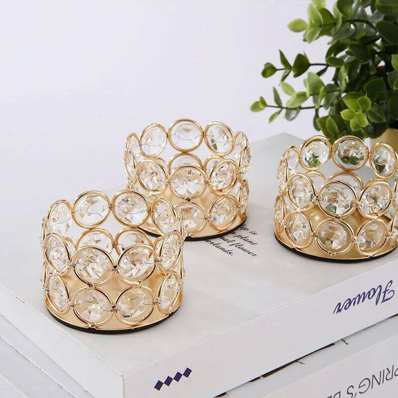 Golden Holder European Crystal Stand Creative Dinner Candle Cup H260310