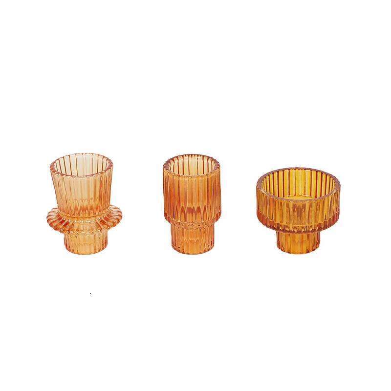 3PCS set Glass Candlestick,Stick candle Holder,Transparent Pink Green Amber color,Wedding romantic table Candle stand,Home Decor H260310