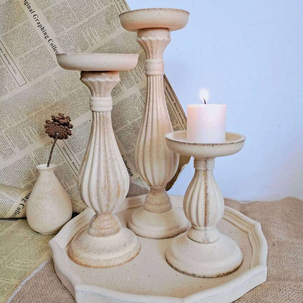 17-33CM European Retro Wooden Candle Holder Wood Color Plain Design for DIY Coloring Crafts & Instagram-Style Photography Props H260310