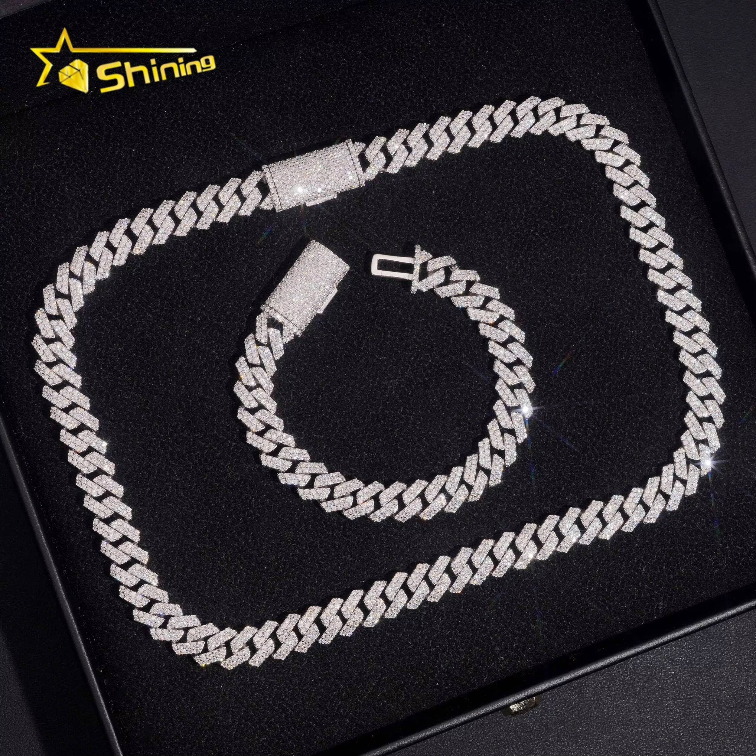 Wholesale Price Hip Hop Pass Diamond Tester Brass Iced Out Moissanite 10mm Cuban Link Chain
