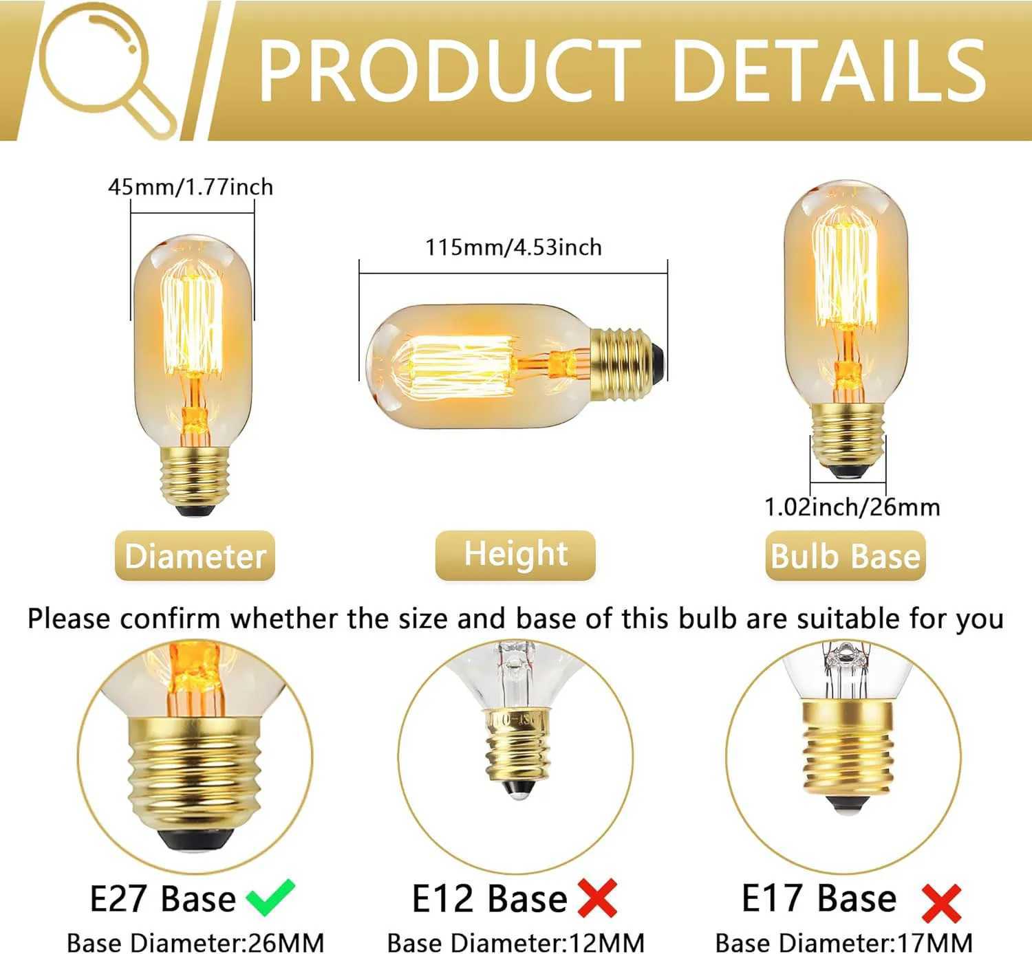Edison Bulb E27 Warm light 40W 220V Home For Decor Lighting Retro Light Bulb Tungsten Silk Light Bar Window Decoration H260310