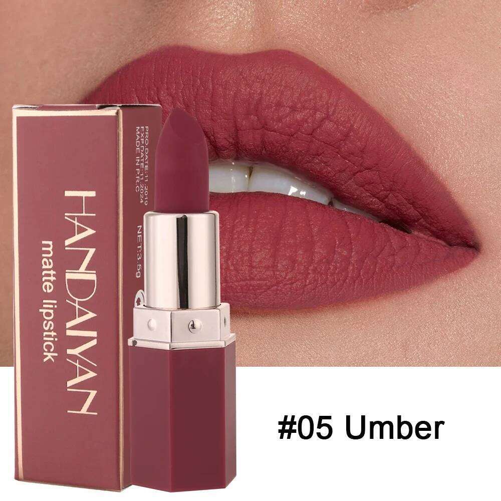 6 Colors Nude Matte Lipstick Waterproof Long Lasting Lip Stick Rose Red Pink Velvet Nonstick cup Lipsticks Makeup Cosmetics Z260310