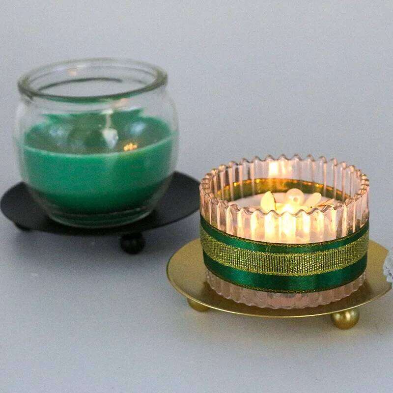Iron Round Craft Holder Creative Simple Romantic Cup Table Decoration Rod Wax Socket Base Candle Tray H260310