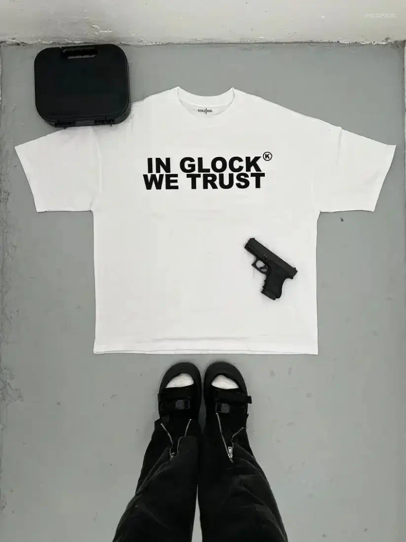 Men's T Shirts Kixkz Fashion Brand Summer Harajuku Loose Women T-shirt IN WE TRUST Letter Print Oversize Tee Short Sleeve Men Clothing - view 4