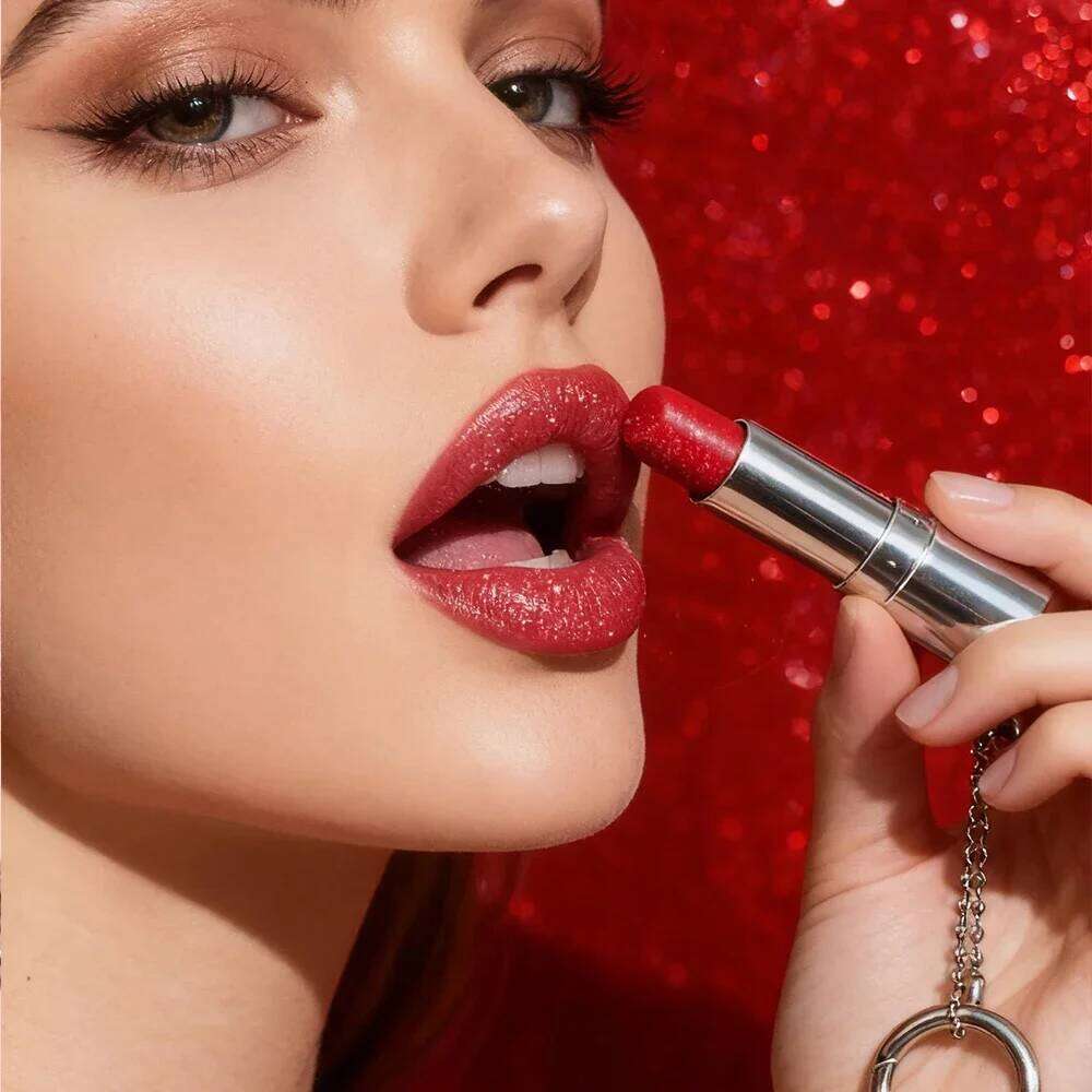 Velvet Metallic Shine Long Lasting Moisturizing No Grainy Highly Pigmented 3D Diamond Glitter Heart Love Lipstick Z260310