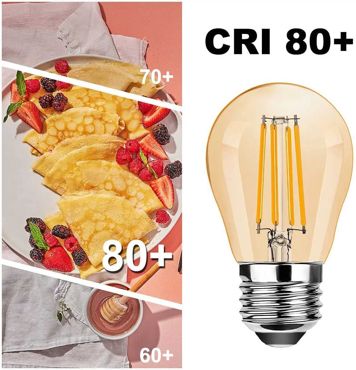 G45G 4W Dimmable LED Globe Light Bulb Mini Amber Glass Edison E27 2700K Vintage Led Filament Bulb For Chandelier String Lighting H260310
