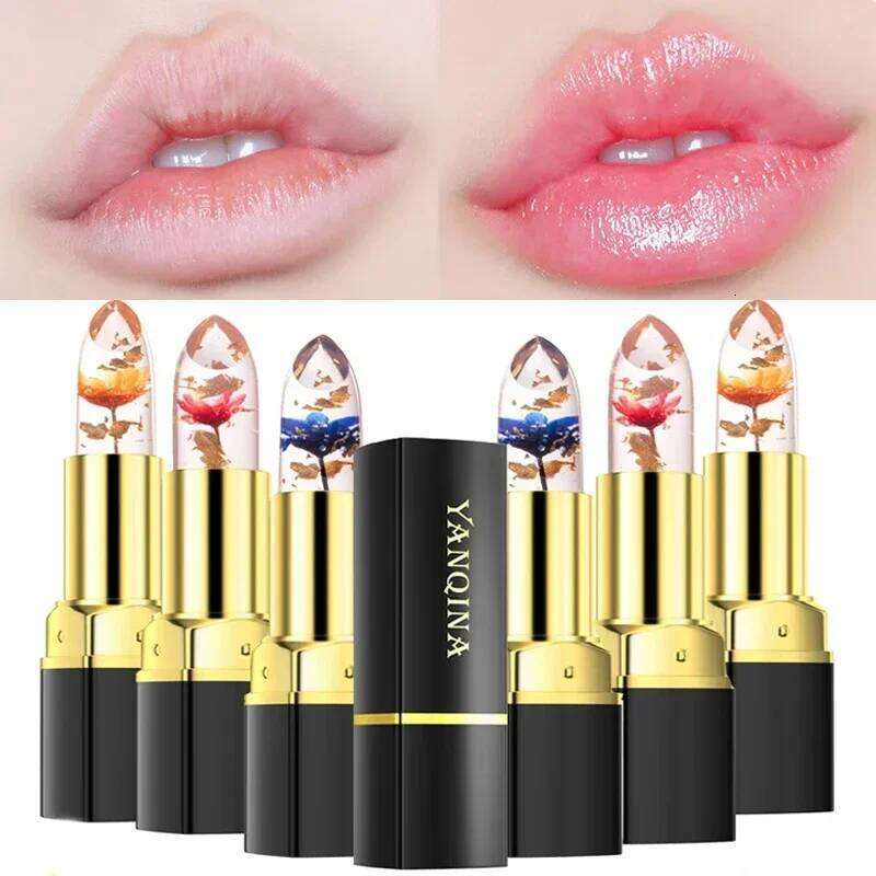Long Lasting Temperature Color Changing Lip Balm Crystal Jelly Flower Lipstick Gloss Transparent Moisturize Lips Makeup Cosmetic Z260310