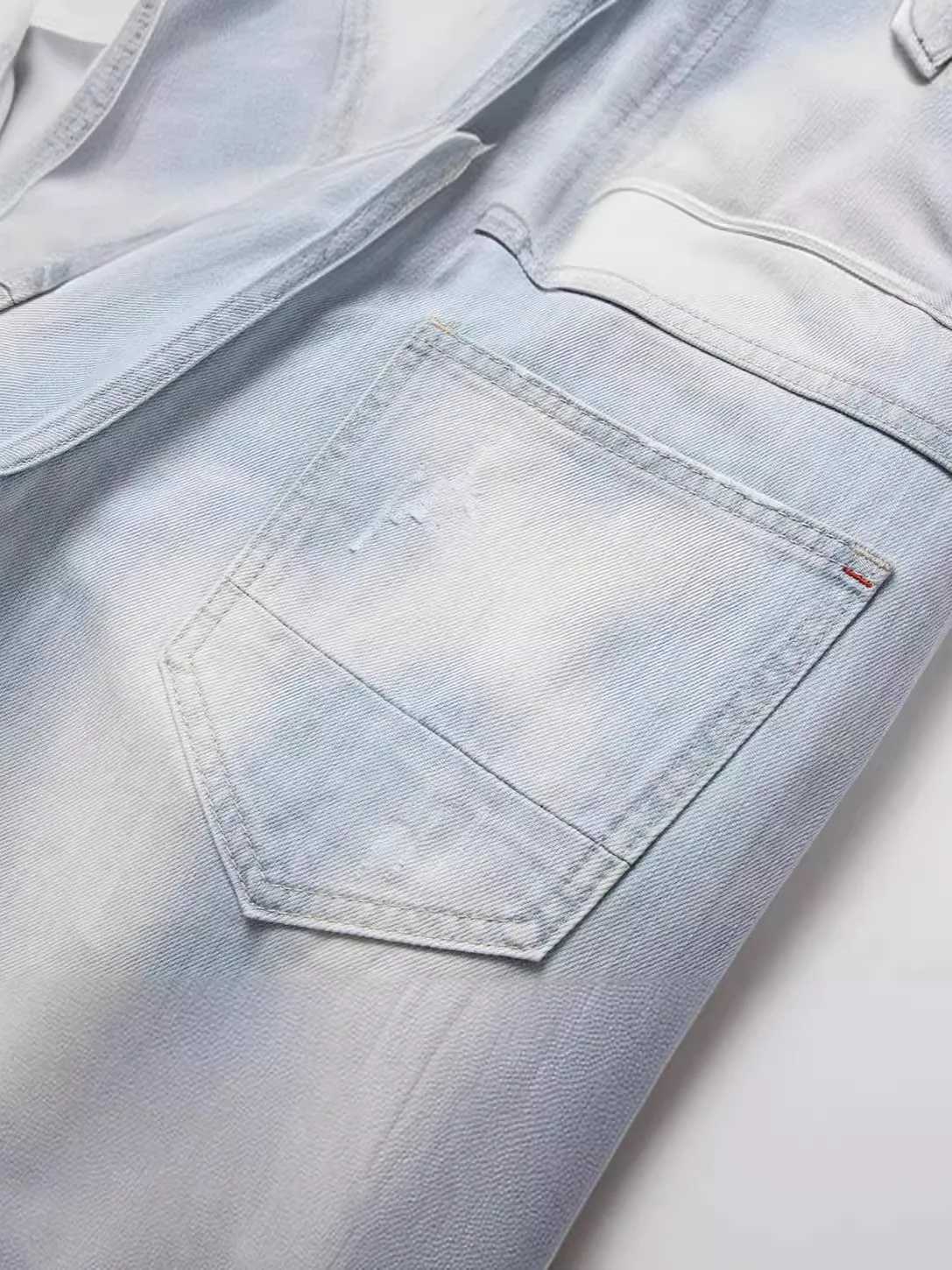 New Summer Men Blue Denim Shorts Italian Style Male Shorts Jeans High Quality Male Stretch Fit Ripped Denim Jeans Shorts Size 38 N260310