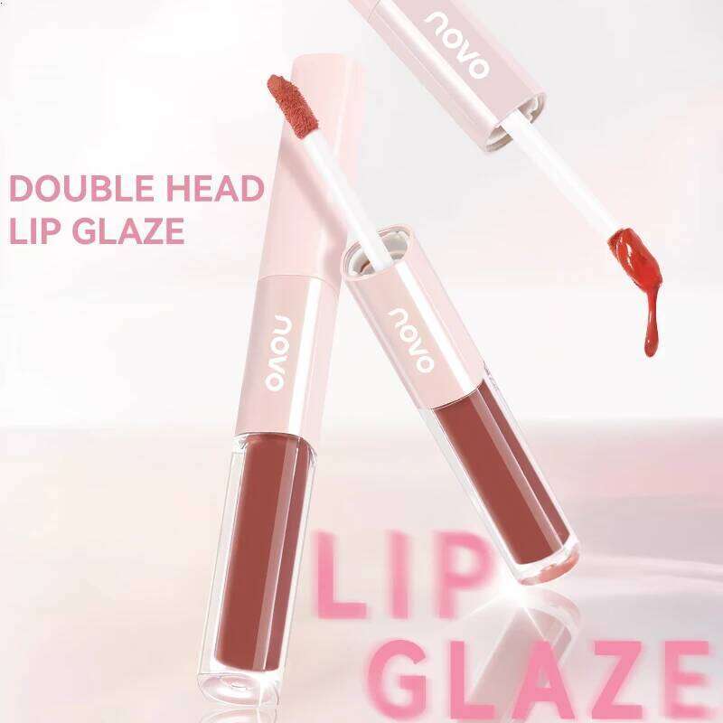 Dual-Ended Glaze-Matte Velvet & Mirror Finish Liquid Lipstick, Hydrating Glossy Lip Glaze,Long-Lasting Color Lock,Waterproof Z260310