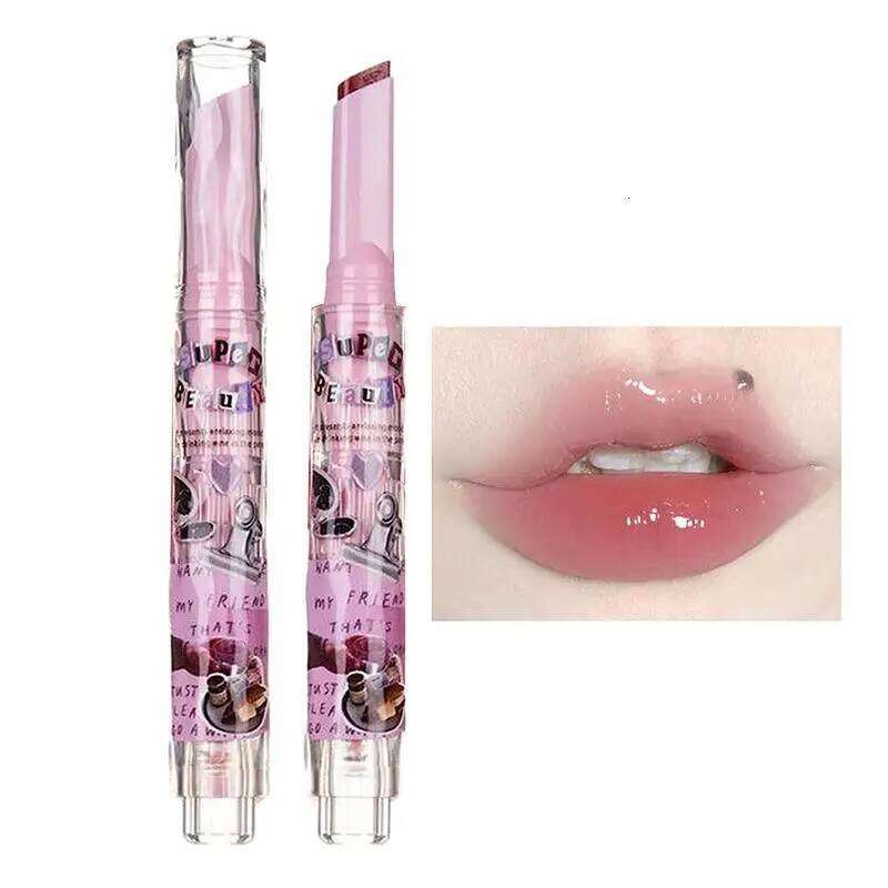 1pcs Flortte Love Shape Lipstick Flower Jelly Water Gloss Clear Light Hydrating Lip Tints Non-stick Cup Korea Cosmetic Z260310