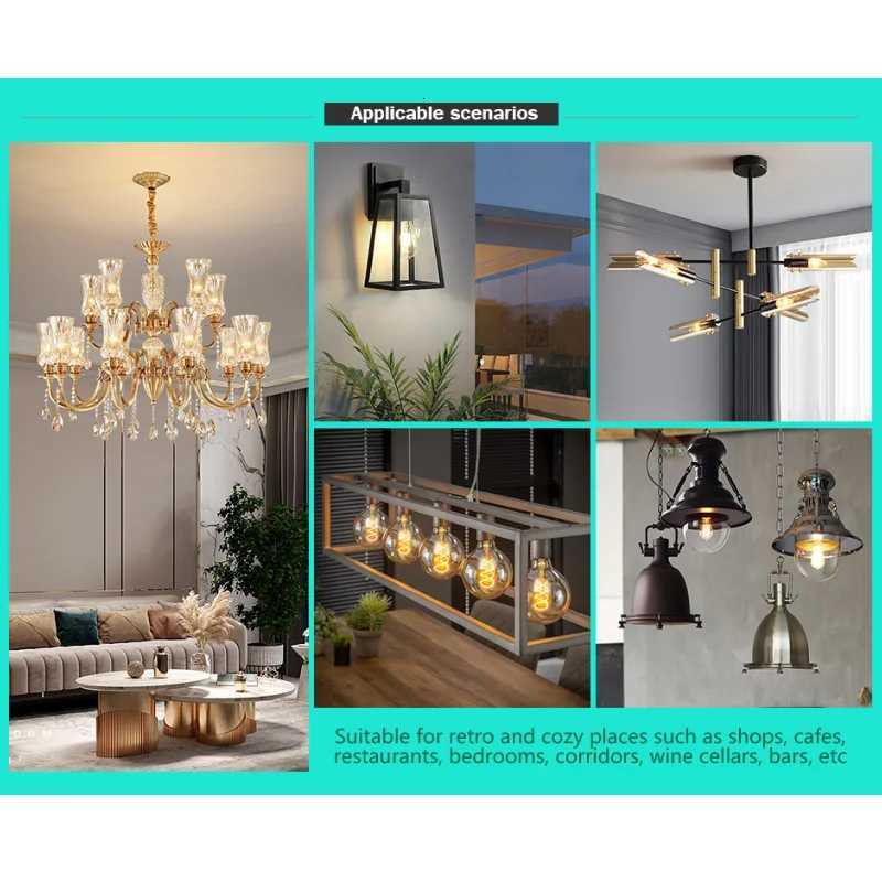 10pcs Vintage LED Edison Bulb E27 E14 4W AC 220W Dimmable C35 A60 ST64 G95 Spiral Filament Light Bulb Retro Lamp Indoor Decor H260310