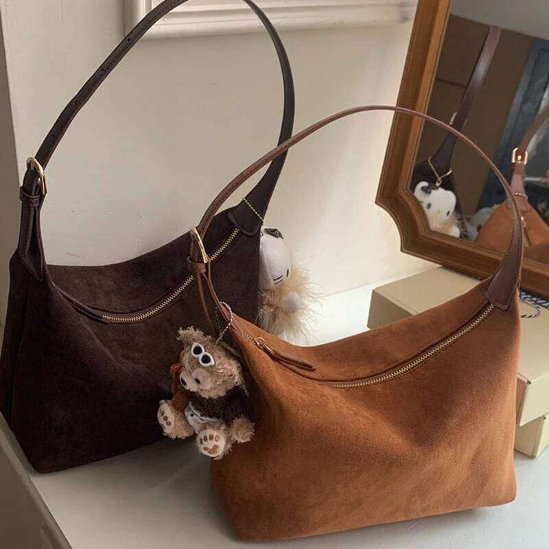 FW New Styles Vintage Women's Chamois Leather Shoulder Simple Commuting Crossbody Hobo Bag For Women Shopping XJ260310