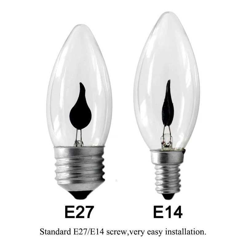 Edison LED Flicker Flame Candle Lamps Bulb E27 E14 AC 220V 230V 3W Vintage Fire LED Tail Tip Lights Bulb Decoration Lighting H260310