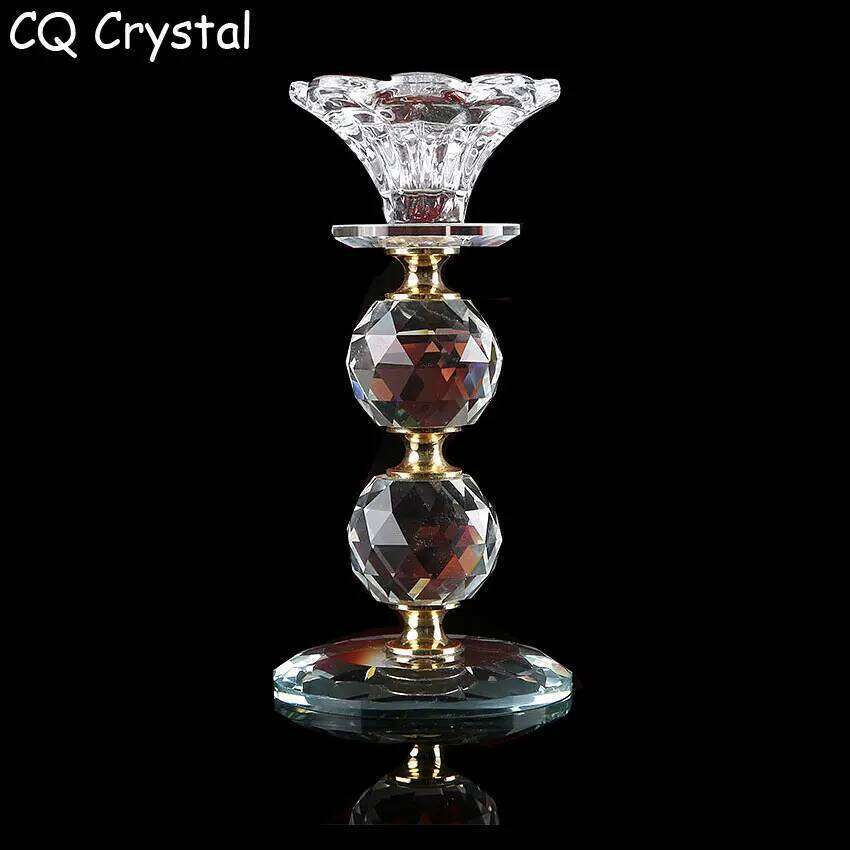 Crystal Candle Holder Glass Candlesticks Feng Shui Bowl Buddhism Ornament Romantic For Wedding Home Bar Dinner Party Table Decor H260310