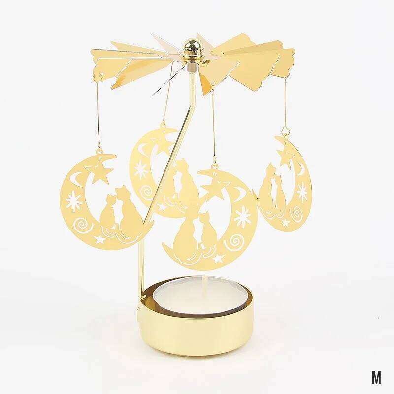 Carousel Holder Gold Metal Candlesticks Room Decor Cake Rotating Candle Stand Home Decoration For Valentine's Christmas H260310