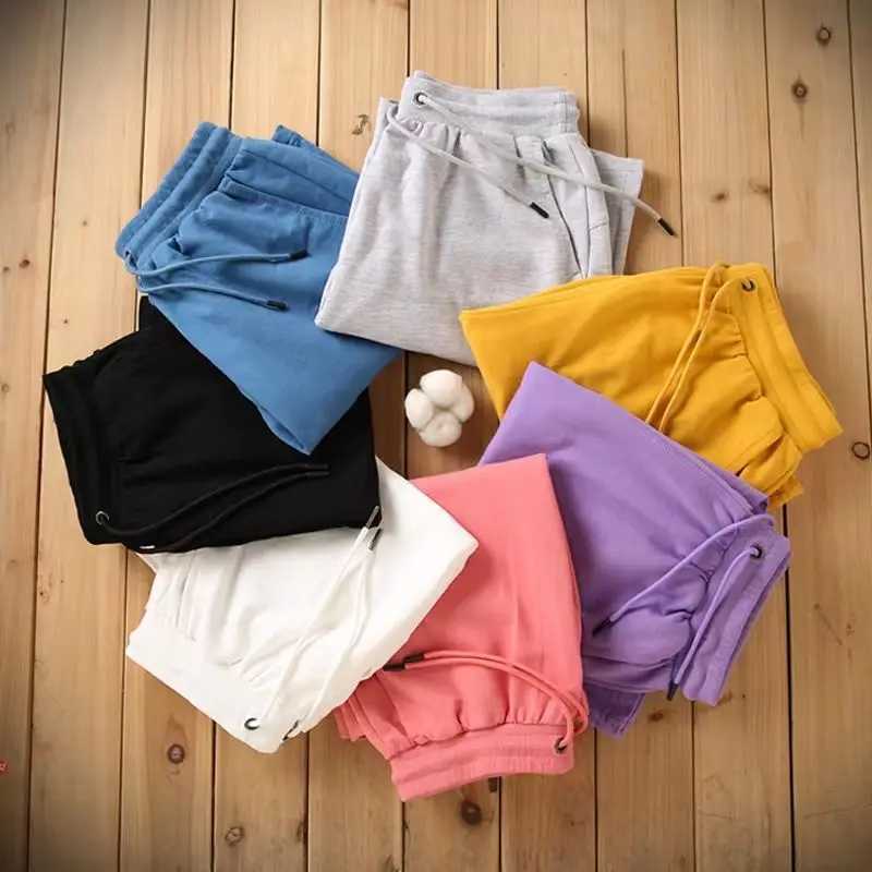 New Cotton Men Women Shorts Summer Sport Loose Solid Color Casual Pants Drawstring Daily Style Home Outdoor 5 Points Pants N260310