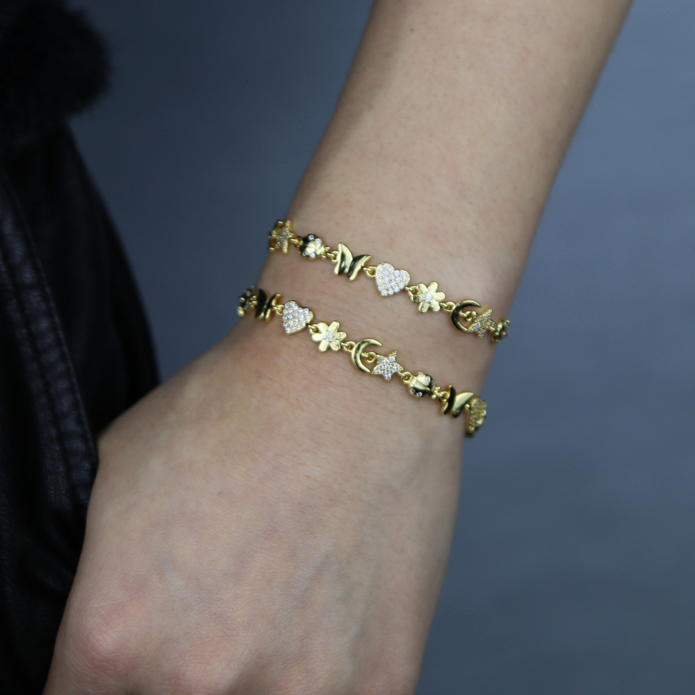 Womens ins-style personalized bracelet with unique design and multiple shapes zirconia bracelet jewelry trendy 250529