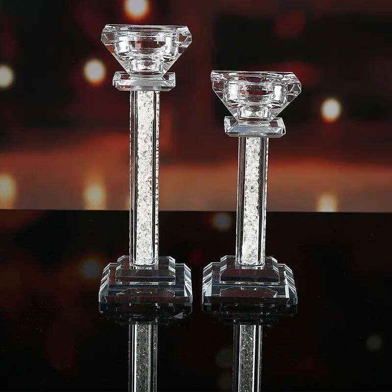 New Upscale Candle Holder Glass Figurine Lighting Table Decor Wedding Room Romantic Party Supplies Crystal Candlestick H260310