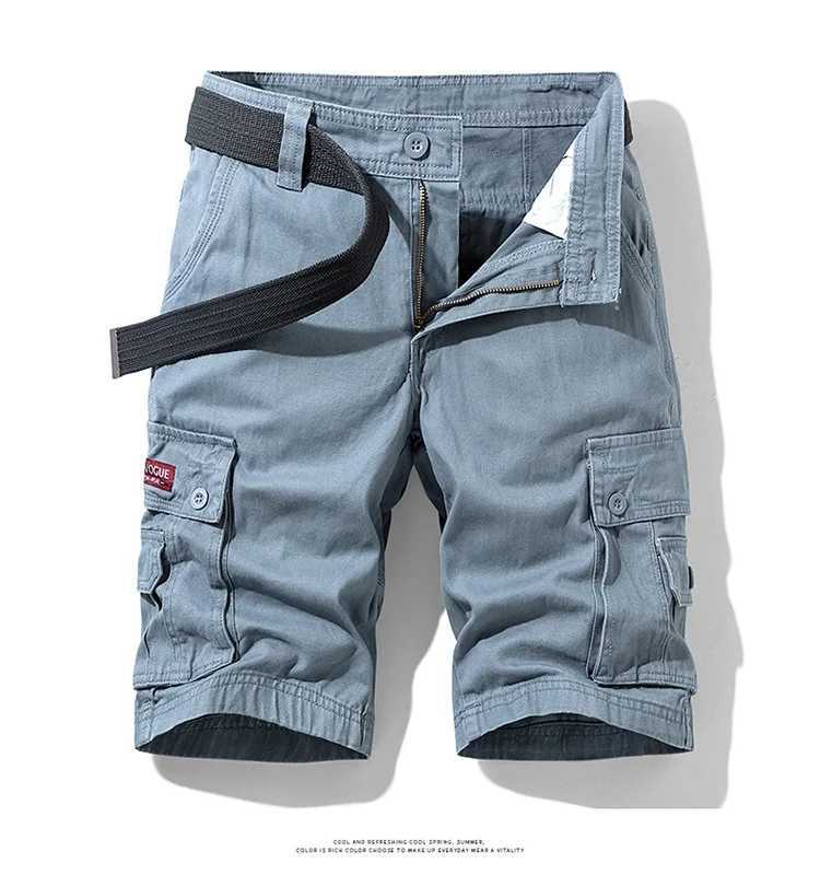 2025 New Summer mens fashionable multi pocket workwear shorts thin casual and fashionable denim multi pocket shorts N260310