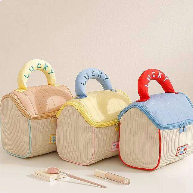 Cartoon pattern cute hut handbag girls large capacity cosmetic organizer portable handheld travel toiletry bag XJ260310