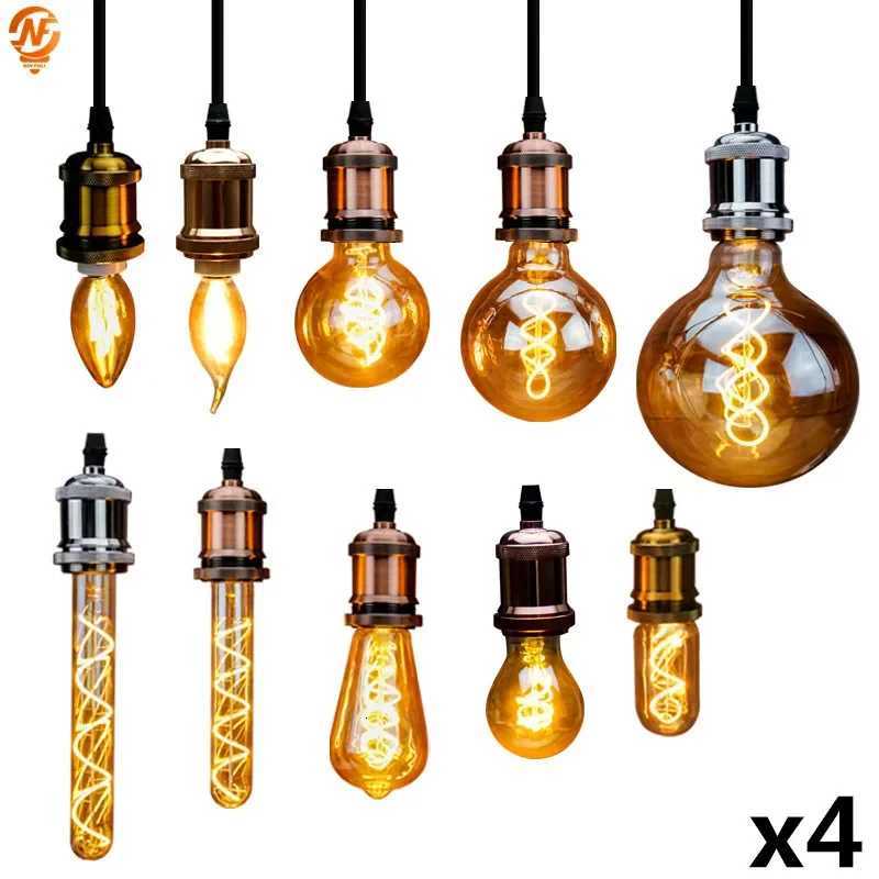 4pcs/lot Retro Vintage Lamps 4W 2200K Spiral Light LED Filament Bulb A60 ST64 G95 G125 Decorative Lighting Dimmable Edison Lamp H260310