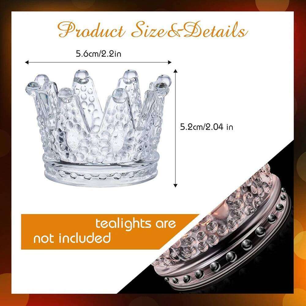 Tealight Glass Crown Holder, Crystal Votive Candle Stand for Dining Table Centerpiece Home Decor Wedding H260310