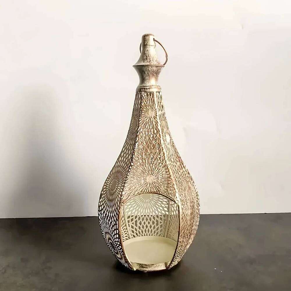 Elegant Metal Candle Holder - Decorative Tabletop Lantern Home, Perfect for Chinese New Year & Ramadan Celebrations H260310