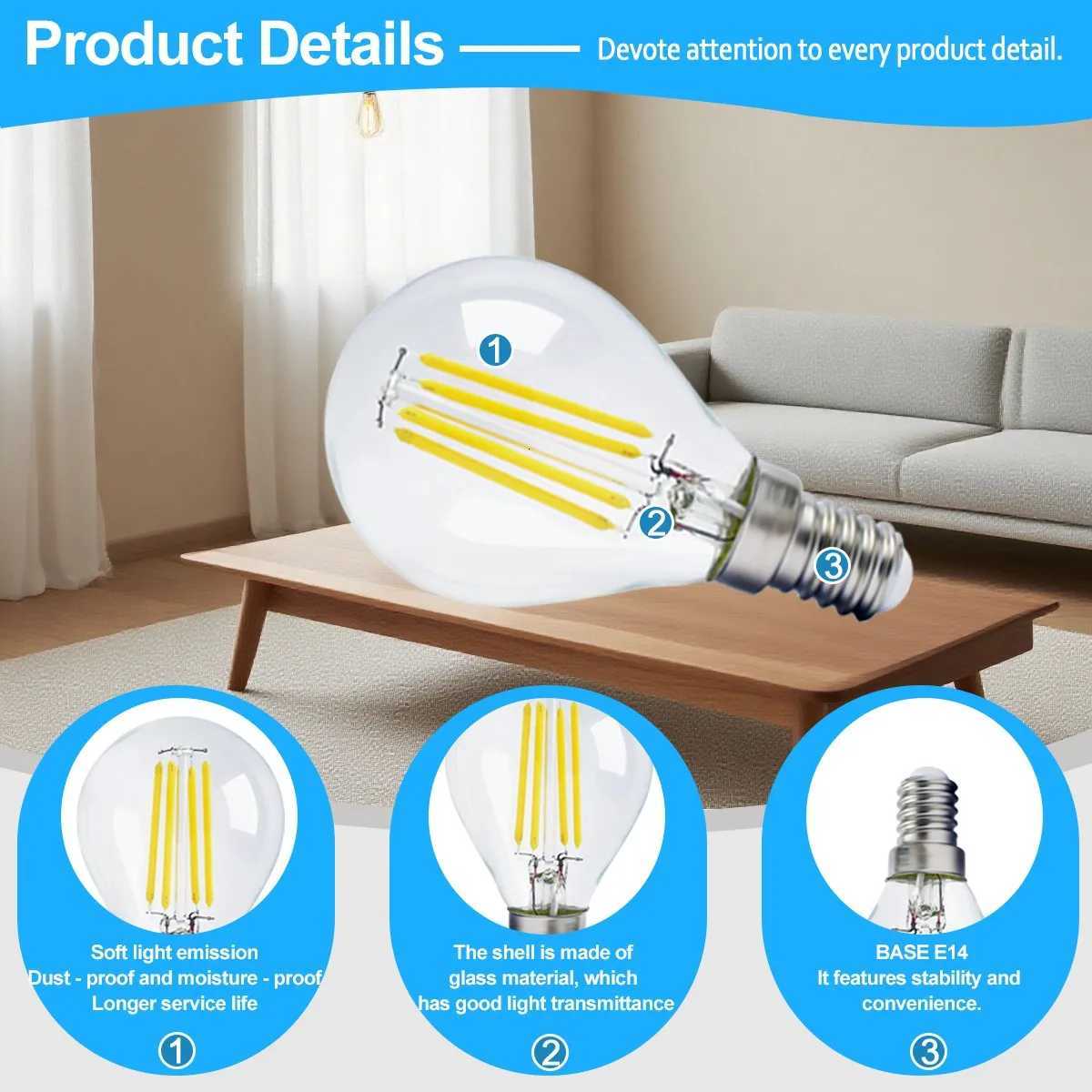 4PCS LED Retro Edison Light Bulb A60 G45 ST64 G80 G95 G125 E27 E14 B22 220V Vintage Ampoule Incandescent Edison Filament Lamp H260310