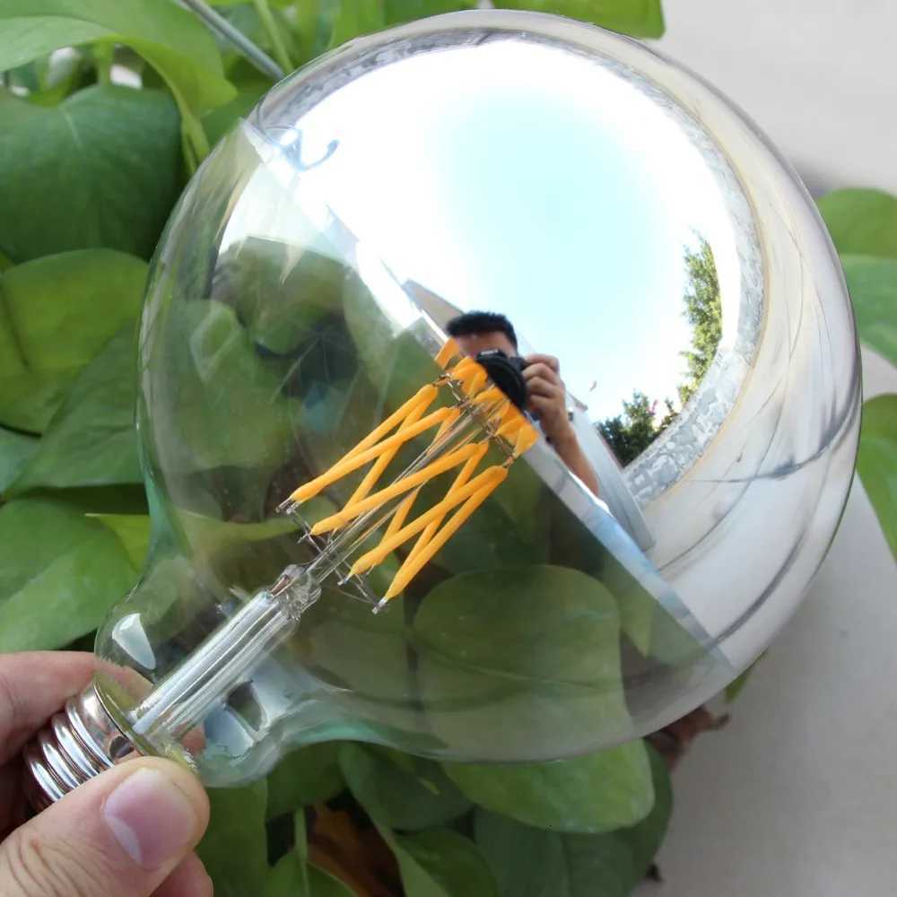 E14 E27 Led Filament Dimmable Sliver Light Bulb G45 Silver Mirror Top Retro Globe Lamp 8W Led Edison Bulbs E12 Warm White 2700K H260310