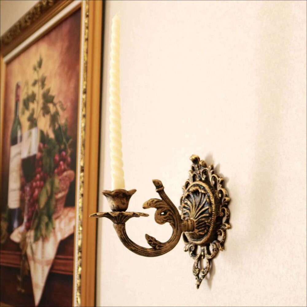 Candlestick Crafts Art Retro Wall Mounted Candle Holder Iron Candleholder for Dining Room Party Yard Home Decor H260310