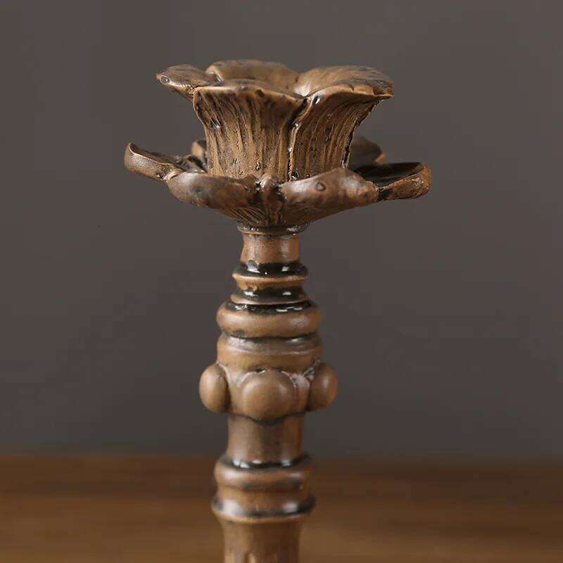 Resin Handicraft Vintage Candle Holder Carve Designs Candelabrum Table Ornament Wedding Centerpieces Home Decoration H260310