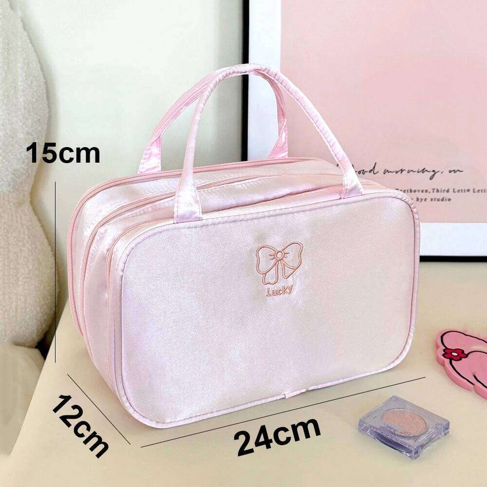 Large Capacity Portable Travel Cosmetic Bag Women's Lightweight Nylon Storage Organizer for Toiletries Easy to Carry Daily Use XJ260310