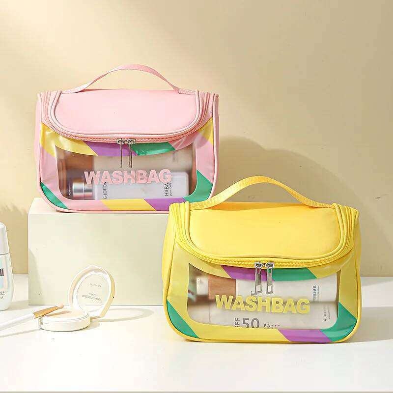 Storage Multi Functional Travel Outdoor Handheld Hanging Makeup PU Matte Visible Colorful Waterproof Toilet Bag XJ260310