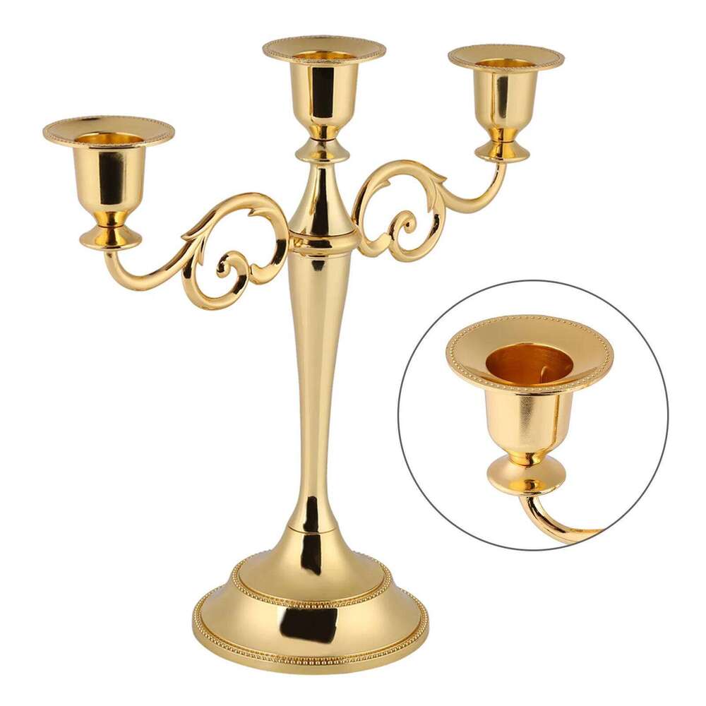 3 Arms Metal Candle Holder European Style Candelabra Wedding Candlestick Home Decor Gold and silver H260310