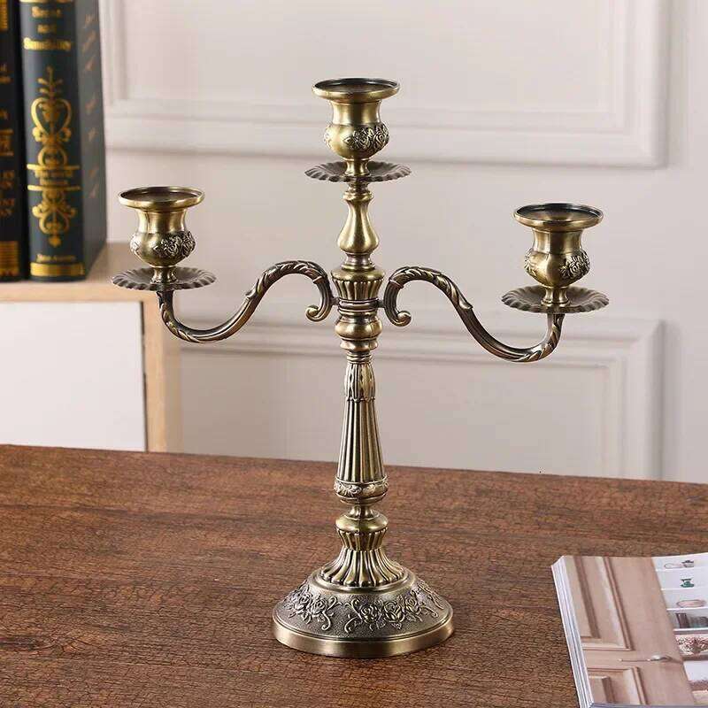 3 5 Arms Alloy Candlestick - Classic Candle Holder Wedding Centerpieces for Restaurant Hotel Home Candlelight Decoration H260310