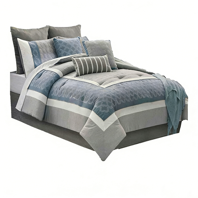 OEM/ODM Embroidered Bed in a Bag - 100% Polyester Slub with Embroidery, 270GSM Polyester Filling, Customizable Bedding Comforter Set