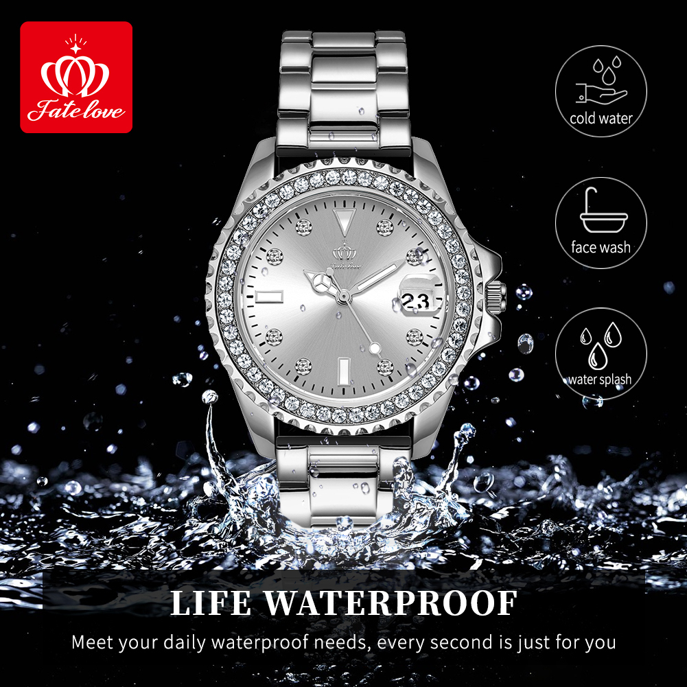 Free Shipping Wholesale Of Ladies' Watches Diamond-encrusted Fashionable Waterproof Watches Men Designer Watches Real-time Calendar Leather Strap