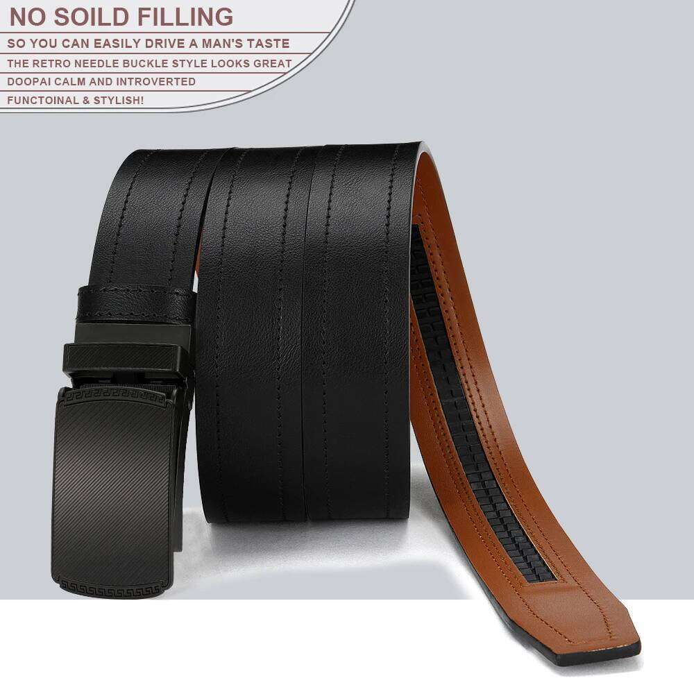 CHAOREN Men's Casual PU Leather Ratchet Belt with Black Metal Buckle, Daily Outfit Strap, Model H260310 - view 5