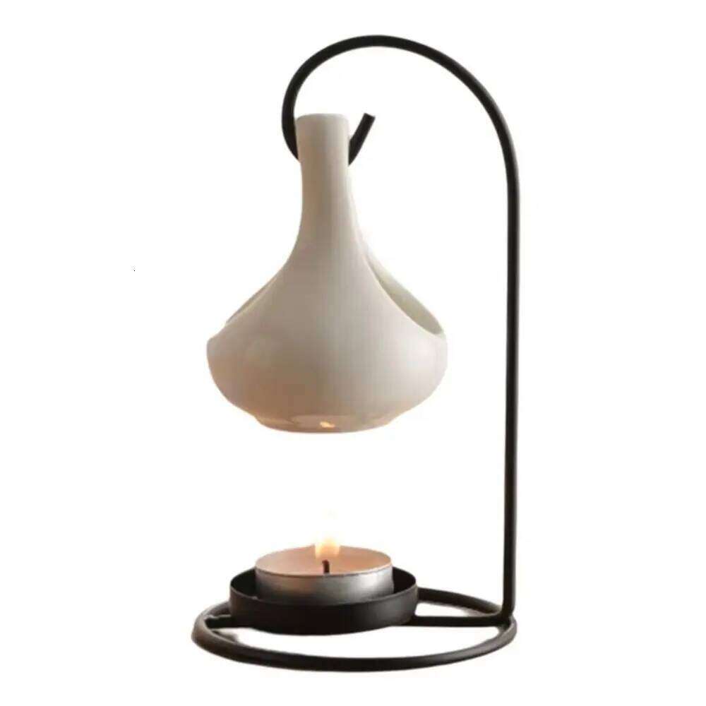 Portable Hanging Scented Oil Lamp Black Ceramic Candle Holder Aromatherapy Burner Bedroom Fragrance Item Home Decor H260310