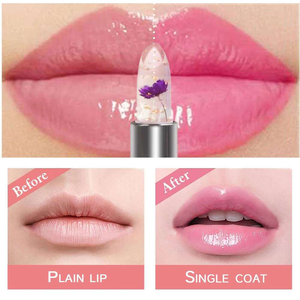 Mouth Jelly Lipstick Temperature Change Flower Lasting Nutrition Moisturizing Color Changing Lip Gloss Z260310
