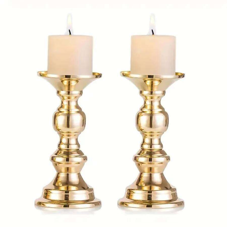 Golden Candle Holders Table Decorations Metal Stand Candlestick For Wedding Birthday Bar Party Xmas Home Decoration H260310