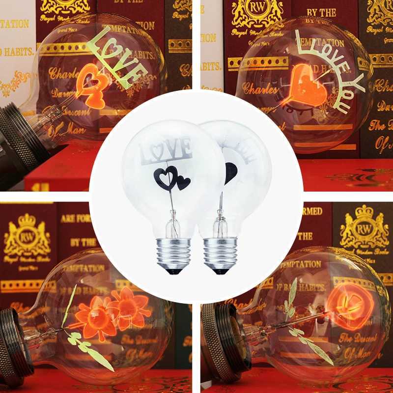 KARWEN Edison Bulb E27 indoor night light G80-Rose Flower I-Love-You Holiday christmas wedding decor incandescent Bulbs H260310