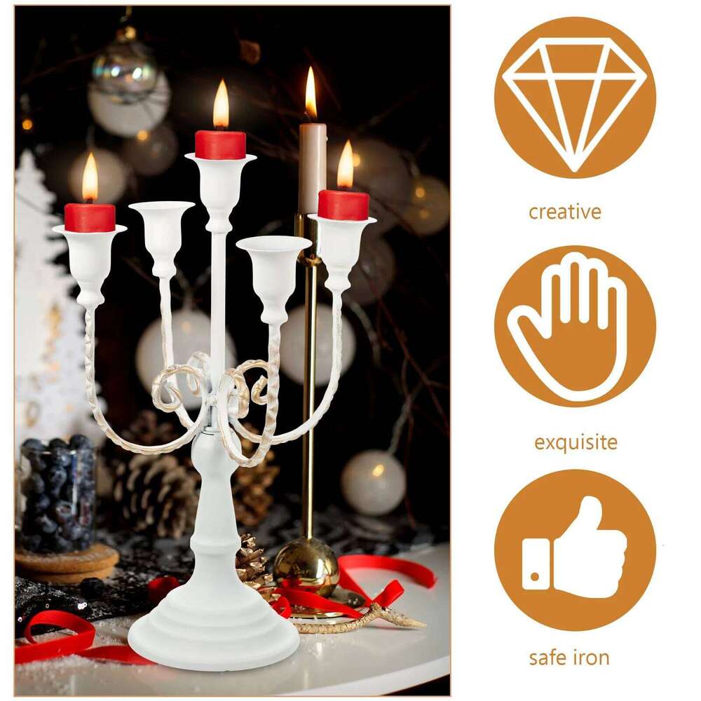 Multi-Branch Candelabrum 5-Arm Iron Vintage Holder European Style Metal Candlestick For Home Decor Dining Table Party H260310