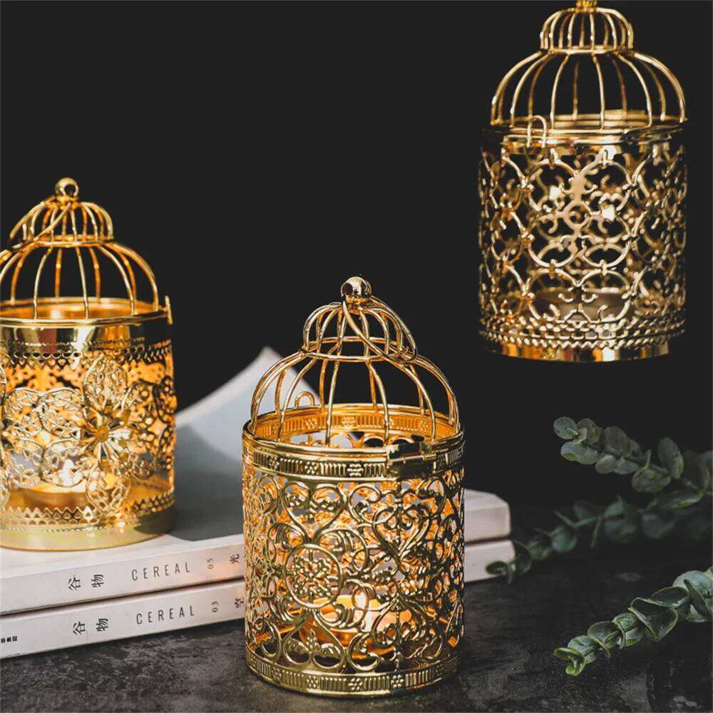 Candlestick Electroplated High Quality Household Home Hollow Metal Crafts European-style Portable Table Decoration H260310