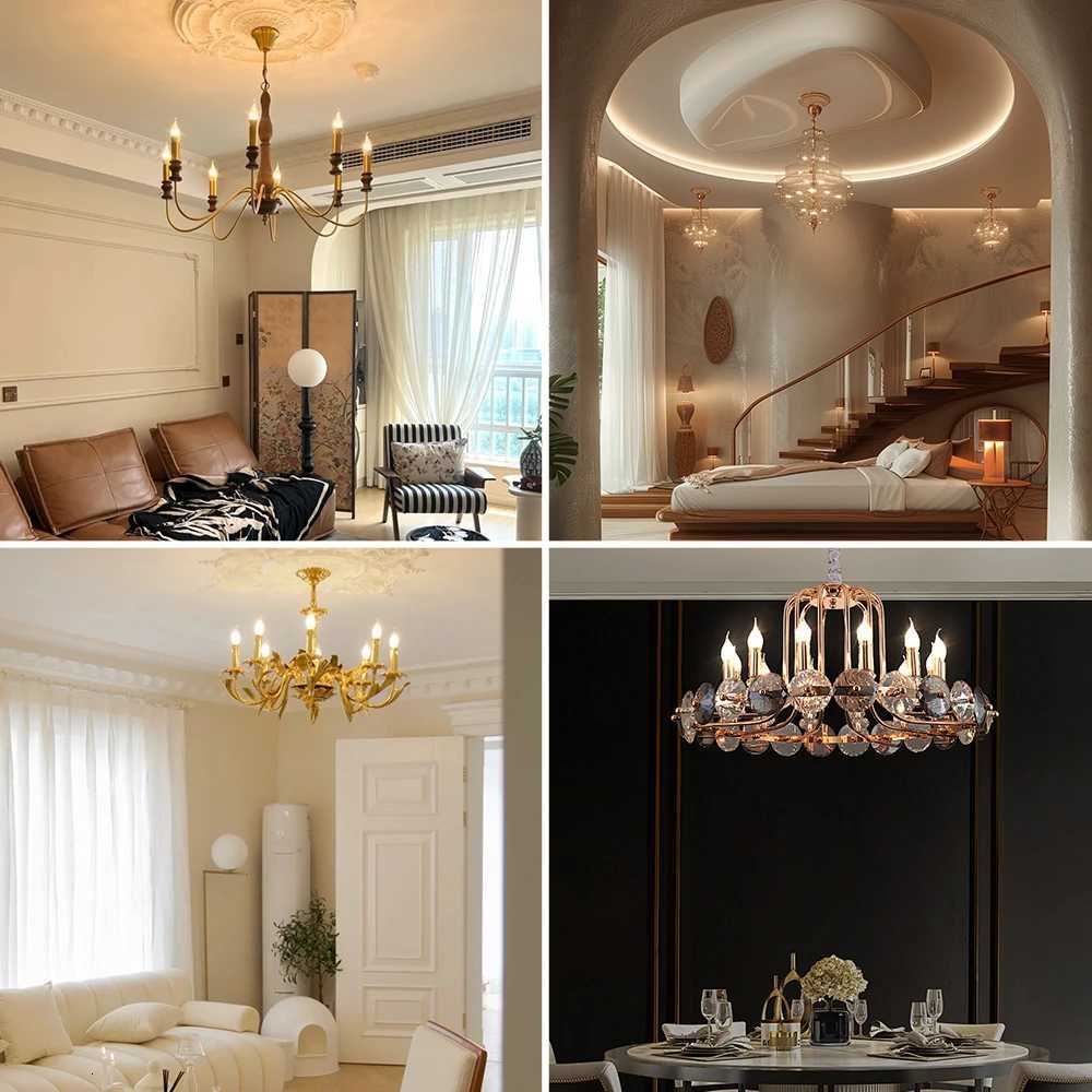 E12 E14 LED Chandelier Light Bulb 60W Equivalent Retro Candelabra Bulbs 6000K 2700K Warm White 480LM Clear Glass Lighting Lamps H260310
