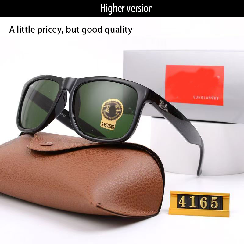 High End RayBBan RB4165 Justin Green Lense Sunglasses 2026 Black Cat Eye Sunglasses Polarized Sunglasses with Box